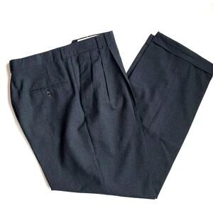 Keaton Chase 34x31 Charcoal Gray Pleated Wool Dress Pants USA EUC